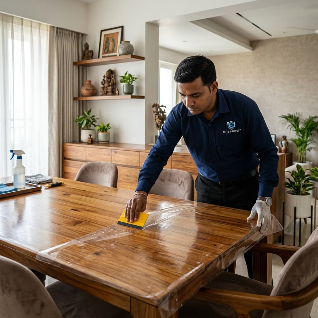 Worker applying PPF